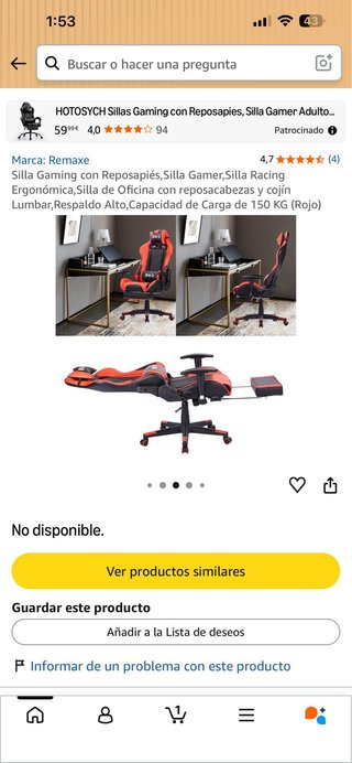 Silla Gaming Remaxe con Reposapiés