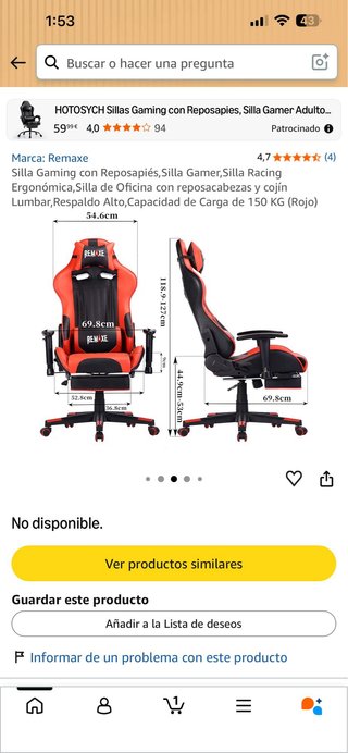 Silla Gaming Remaxe con Reposapiés