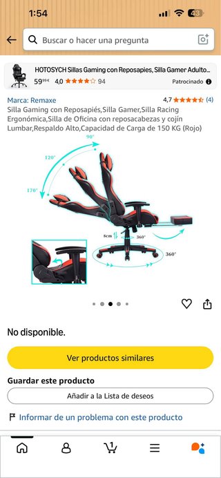 Silla Gaming Remaxe con Reposapiés