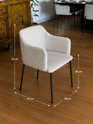 2 Silla tapizada con reposabrazos Beige Grisáceo