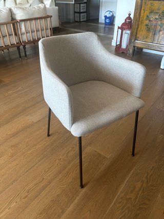 2 Silla tapizada con reposabrazos Beige Grisáceo