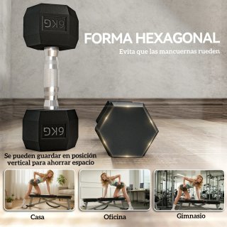 Juego Mancuernas 2x6kg + Barra Conexión