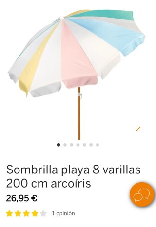 Sombrilla playa 8 varillas 200 cm arcoíris