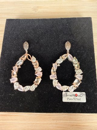 Pendientes Plata 925 Rosa y Circonitas