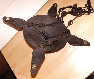 Lampadario sospensione 5 luci ferro battuto anni '