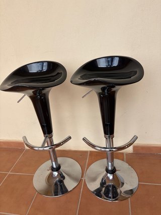 3 Sedie da Bar Nere e Argento