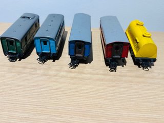 Lote 5 vagones tren juguete paya jyesa años 80