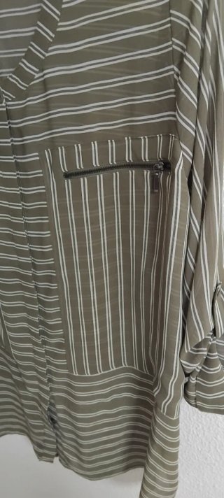 Camisa Rayas Verde Oliva y Blanco