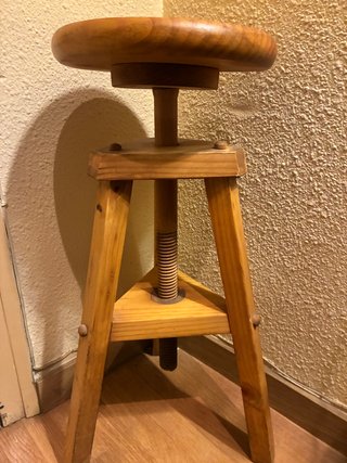 Taburete Madera Maciza Vintage Regulable