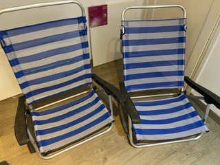 2 Sillas Playa Plegables Azul/Plateado