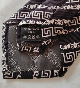 Corbata Versace Seda 100% Negra y beige