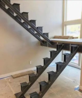 Escalera moderna hierro y madera a medida,