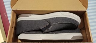 Mocasines azul grisáceo de tela vaquera o lona