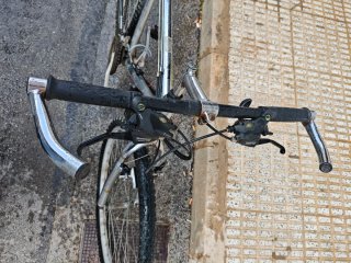 Bicicleta de montaña plateada