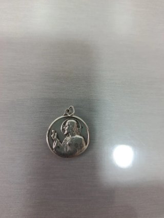 Medalla antigua plata Virgen y Niño
