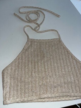 Top halter beige atado cuello Talla XS