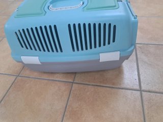 Transportín perro/gato casi nuevo celeste turquesa