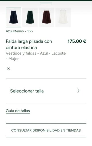 Falda Lacoste larga tablas Talla S