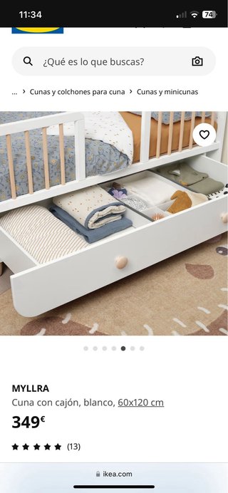 Cuna convertible en cama IKEA con cajón