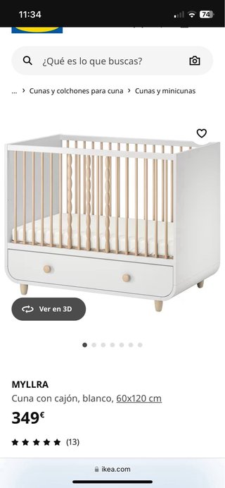 Cuna convertible en cama IKEA con cajón