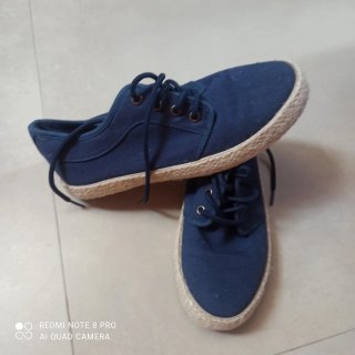 Zapatillas tela y esparto niño.  Azul marino.