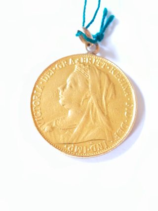 Moneda Oro 22k Reina Victoria Velada 1900