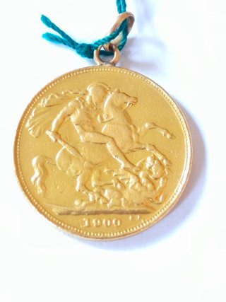 Moneda Oro 22k Reina Victoria Velada 1900