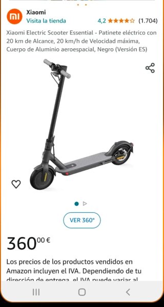 Patinete Eléctrico Xiaomi Esencial Negro/Rojo