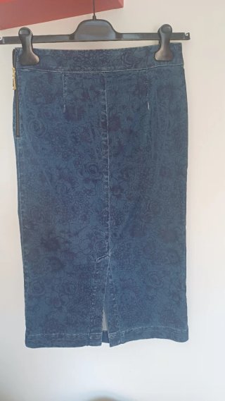 Gonna denim fantasia floreale tg 40