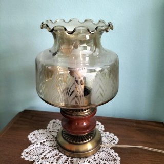 Lámpara de mesilla vintage cristal y madera ( 2u)