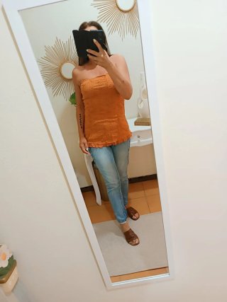Top senza spalline color ruggine