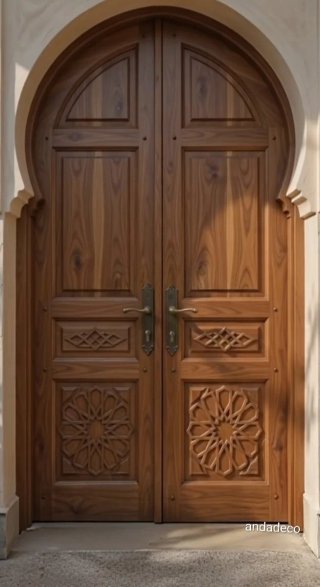 Puerta de entrada de madera con diseño