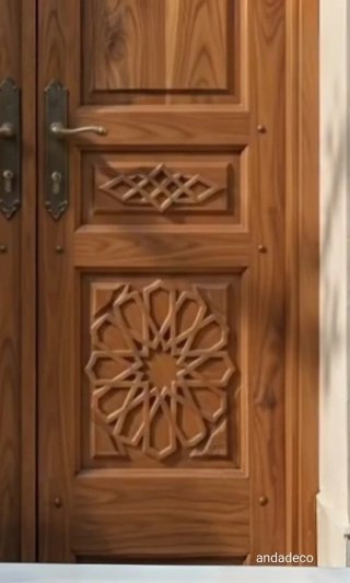 Puerta de entrada de madera con diseño