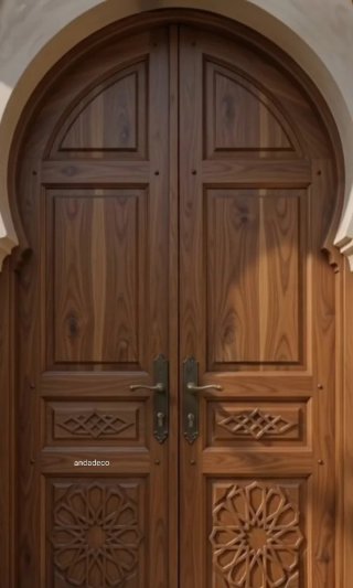 Puerta de entrada de madera con diseño