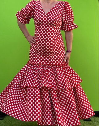 Traje de Flamenca Rojo Lunares T. 38-40