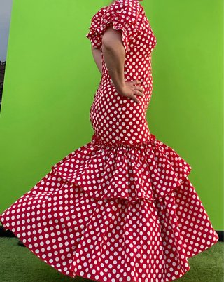 Traje de Flamenca Rojo Lunares T. 38-40