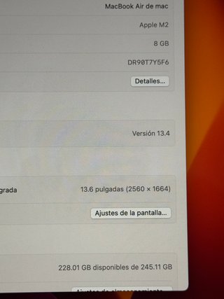 MACBOOK AIR 13.6, M2 GRIS PLATA