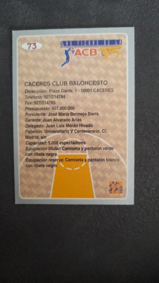 9 Fichas Baloncesto Mundicromo Caceres ACB