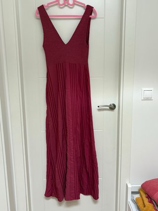 Vestido largo Zara rosa volantes Talla M