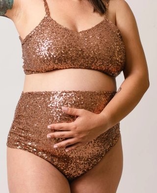 Conjunto premamá lentejuelas oro