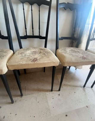 Set 6 Sedie Vintage Legno Imbottite