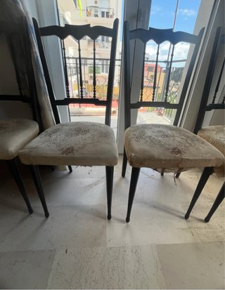 Set 6 Sedie Vintage Legno Imbottite