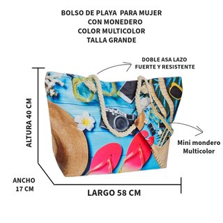 Bolso Playa Grande Bolsa Multicolor + Monedero