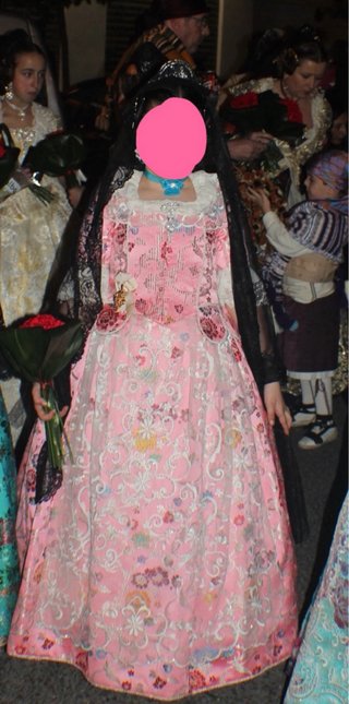 Traje Fallera Niña Rosa Flores