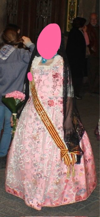 Traje Fallera Niña Rosa Flores