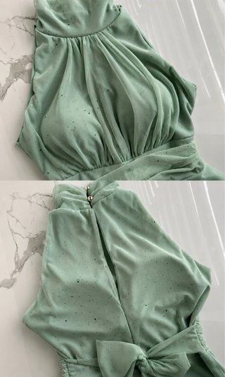 Vestido largo fiesta verde pistacho/mint
