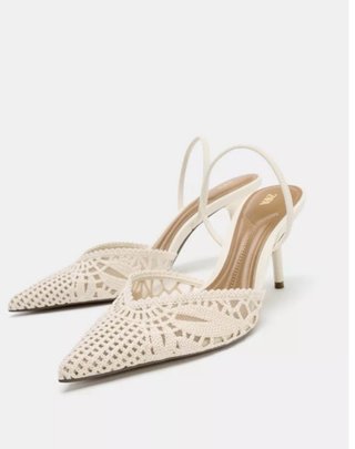 Zapatos de tacón Zara beige/blanco