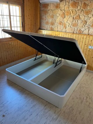 Canapé de tela y madera con Colchónes super Oferta