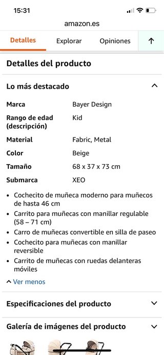 Cochecito de muñeca Bayer Design