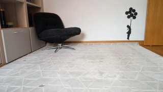 Alfombra geométrica gris y blanca 200x290